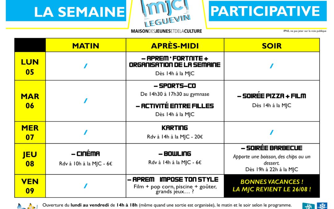 PROGRAMME SEMAINE PARTICIPATIVE !