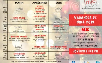Programme vacances Noël 2019