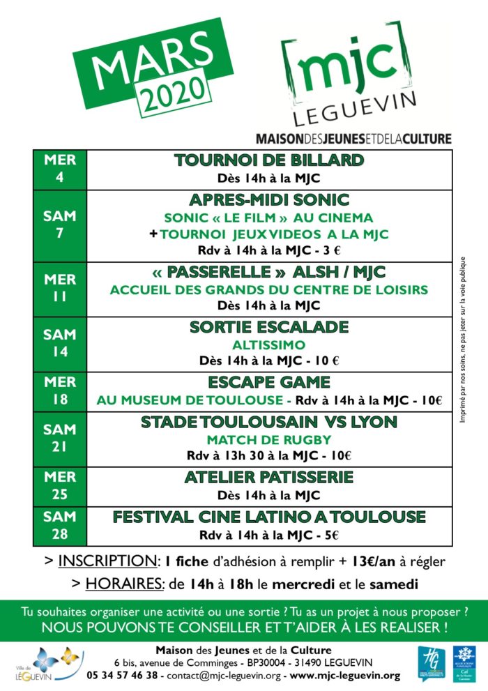 PROGRAMME MARS 2020