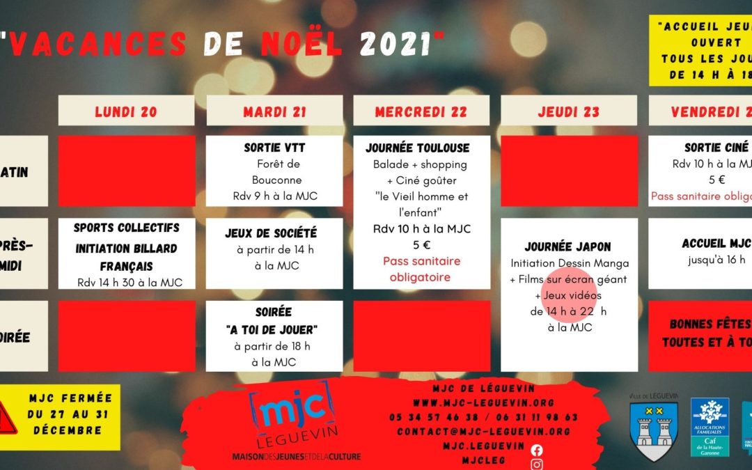 VACANCES DE NOEL 2021