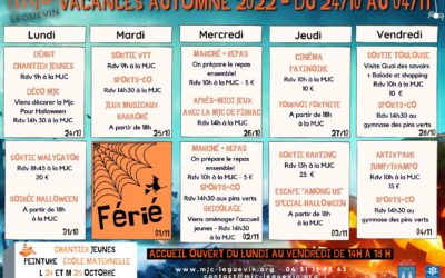 PROGRAMME VACANCES AUTOMNE 2022