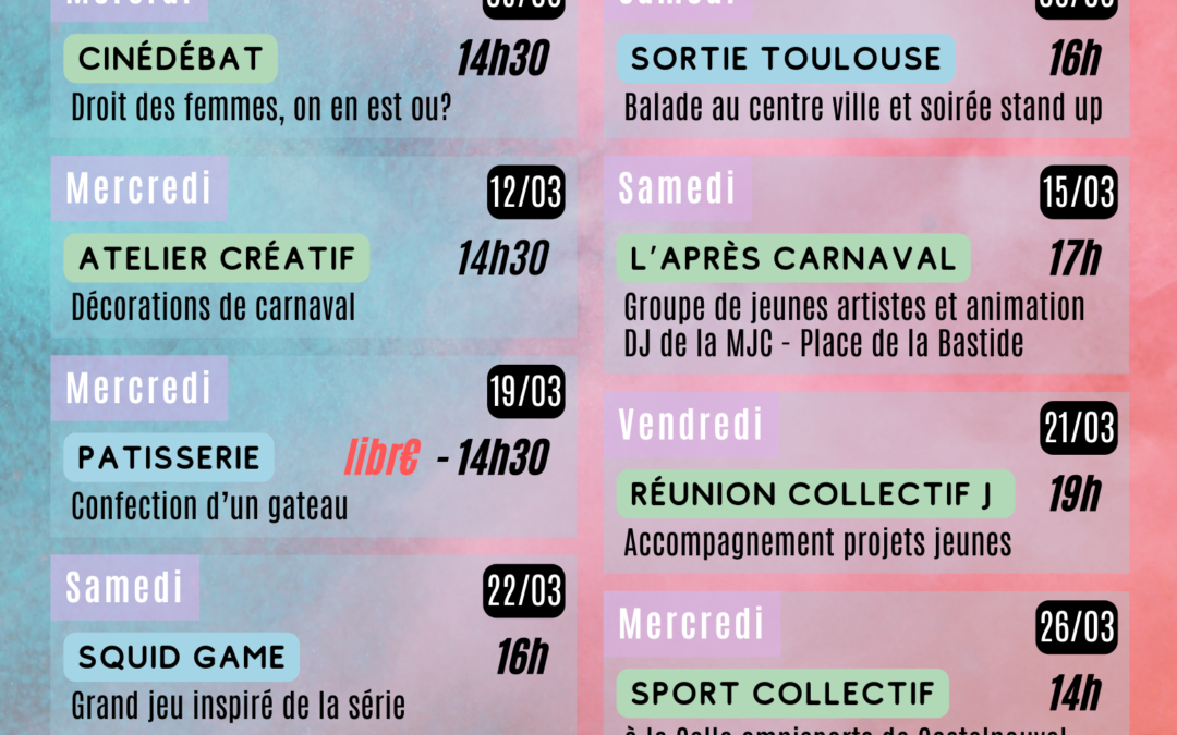 MARS 25 – Programme action jeunes