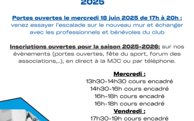 Ouverture du Club d’escalade de la MJC et recherche de bénévoles