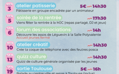SEPTEMBRE 25 – Programme action jeunes
